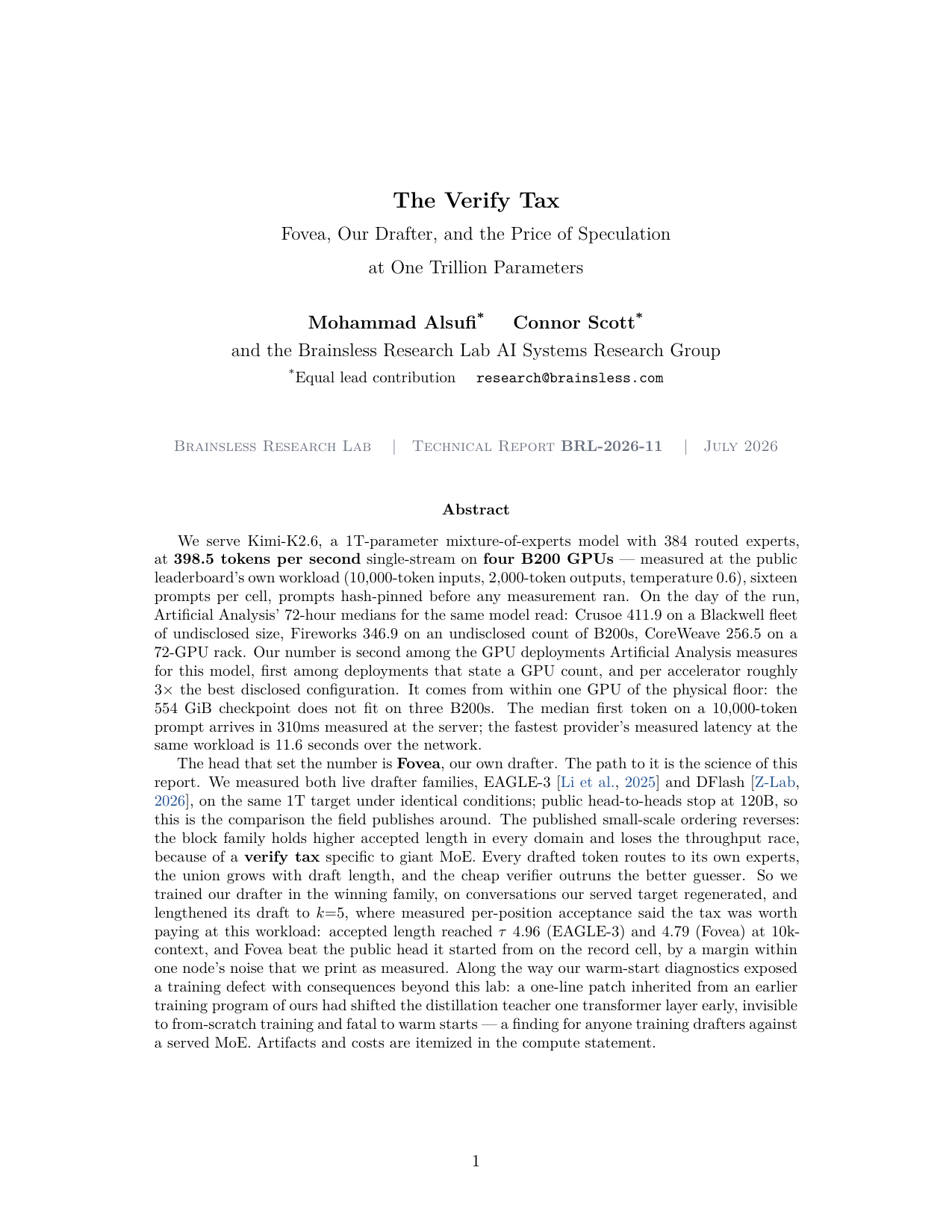 First page of A Measured Decomposition of the Trillion-Parameter Serving Step